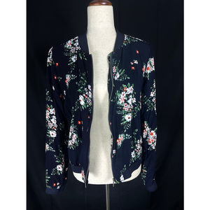 Dark navy floral zip up